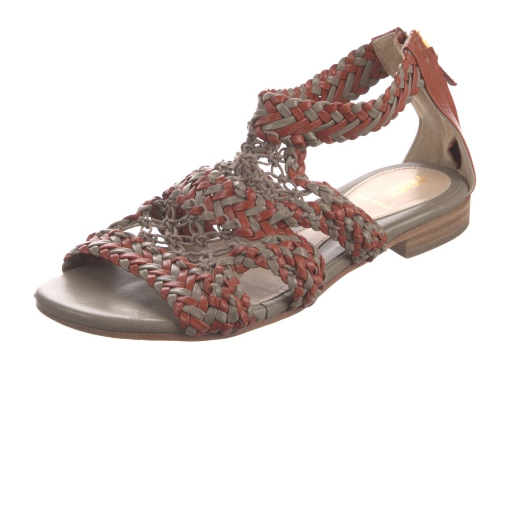 Fendi Leather Braided Sandals Size 37.5